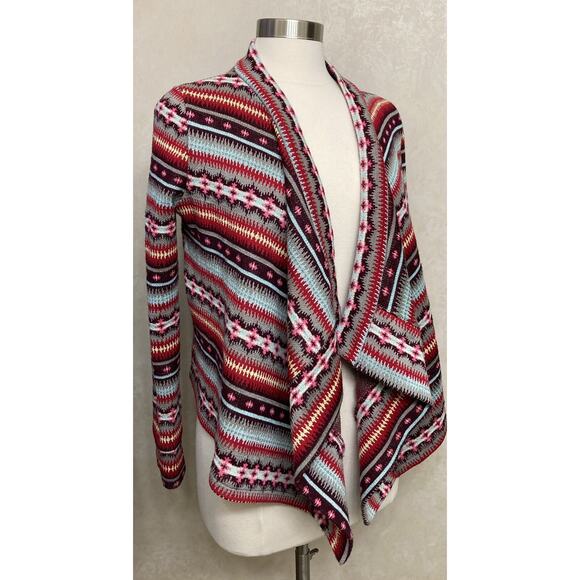 Womens Girls Alice Moon Open Front Cardigan Sweater Long Sleeve Cuff Fair Isle S - Picture 2 of 7